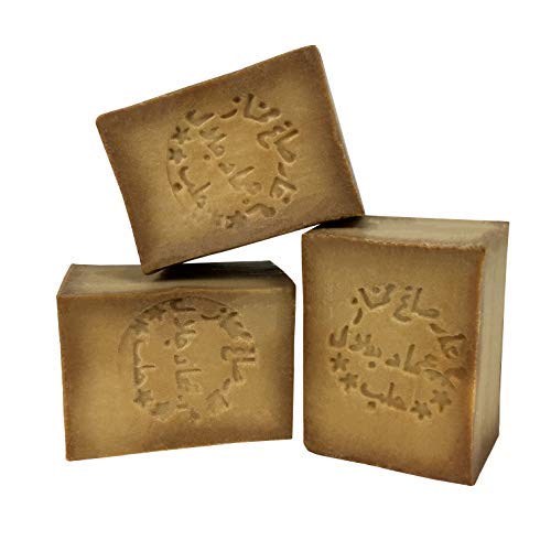 Jabón de Alepo 3 piezas - Aceite de Oliva y Aceite de Laurel 25% - Método tradicional - Alepo puro y natural, receta original