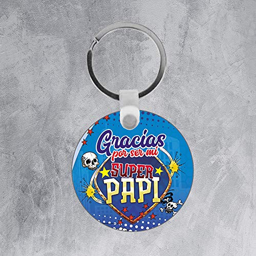 Kembilove Llavero Padre – Regalos Originales para Hombre – Llaveros para Padre con Mensaje Gracias por ser mi Super Papi – Regalo Original para el día del Padre – Llaveros Padres y Abuelos