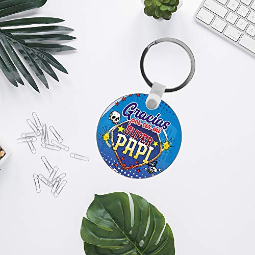 Kembilove Llavero Padre – Regalos Originales para Hombre – Llaveros para Padre con Mensaje Gracias por ser mi Super Papi – Regalo Original para el día del Padre – Llaveros Padres y Abuelos