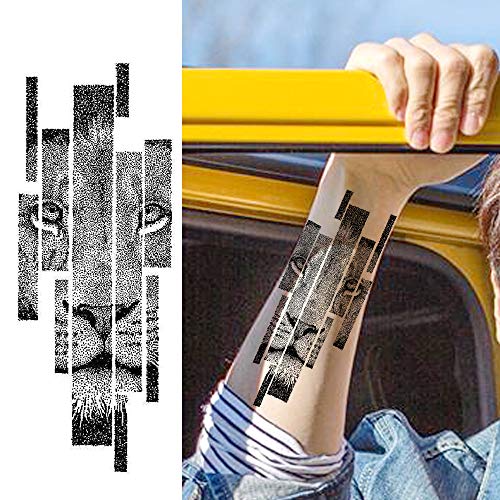 LAROI 10 Hojas 3D Grande Realista Cara Tigre Tatuajes Temporales Hombre Brazo Soldado Tatuajes Falsos Adultos Temporales Mujer Escorpión Lobo Ciervo Águila Oso Sketch Negro Tatuaje Temporal Niños