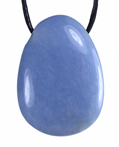 Lebensquelle Plus Colgante con Forma de Gota de Angelit. Piedra Perforada con cordón de Piel.
