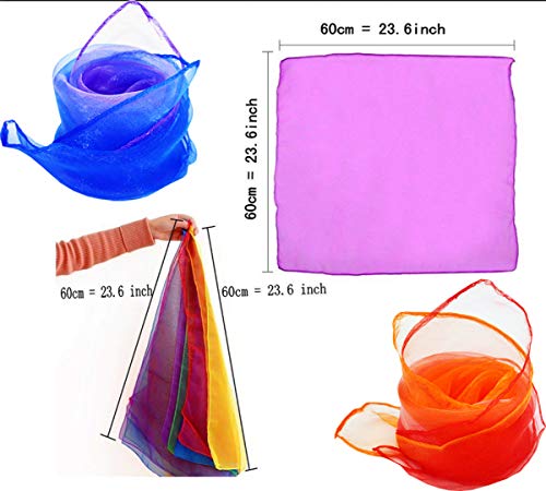 Liuer 20PCS Pañuelos de Baile,Malabares Mágicos de Seda y Pañuelo para Malabares Jardín de Infancia Show de Niños Danza del Vientre Chicas Actividades Fiesta Decoración y Juegos Accesorios