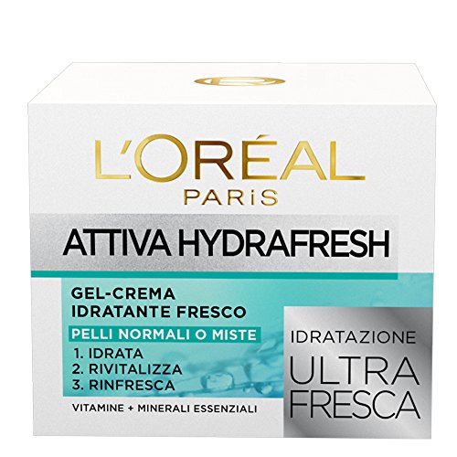 L'Oréal Paris Activo Hydrafresh Gel-Crema Crema hidratante Deje enfriar Piel Normal o Mixtas - 6 piezas de 50 ml [300 ml]