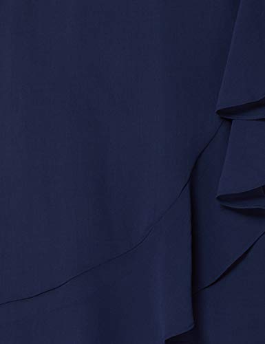 Marca Amazon - TRUTH & FABLE Vestido Midi Cruzado de Gasa Mujer, Azul (Navy), 42, Label: L