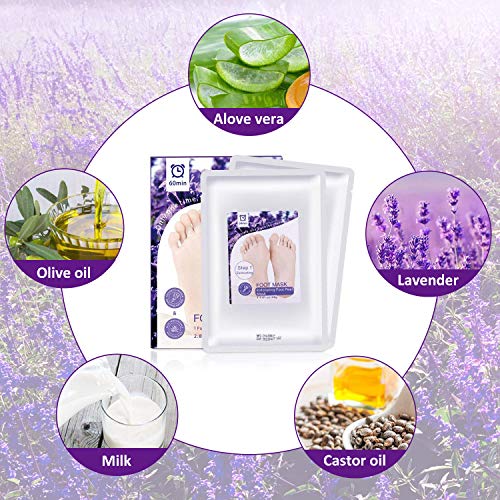 Mascarilla Pies Exfoliante Máscara Wolady 2pcs Exfoliantes Calcetines Exfoliante Pies Máscara Pies Foot Mask, Quita Cutículas y Callos, Eliminar Piel Muerta Foot Peeling Mask Hidratante y Blanqueadora