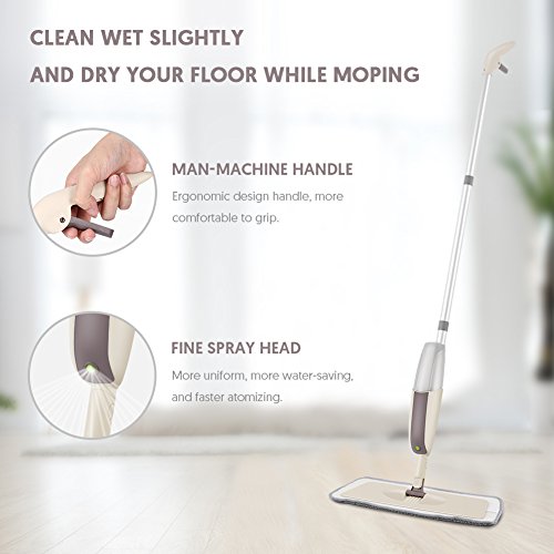 MEXERRIS Mopa Fregona de Microfibra Mopa Suelo con Vaporizador Integrado Capacidad de 300 ml