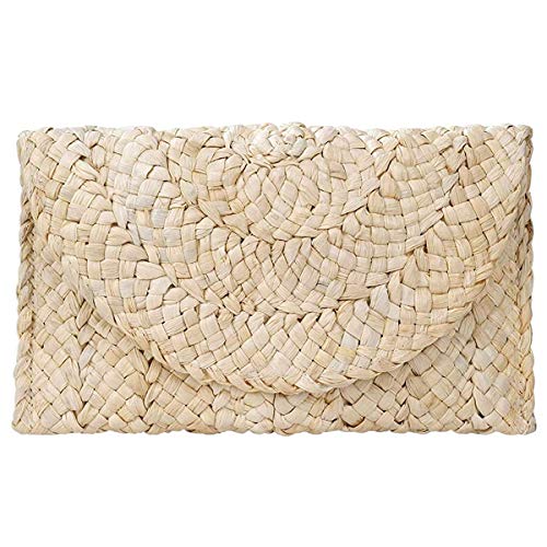 Monedero de Embrague de Paja Bolsos de Paja Mujer, JOSEKO Envelope Clutch Mujer Fiesta Bolso Mimbre Bolsa de Playa de Verano Bolso de Mano de Mujer Bolso de la Tarde de Las Boda del para la Muchacha