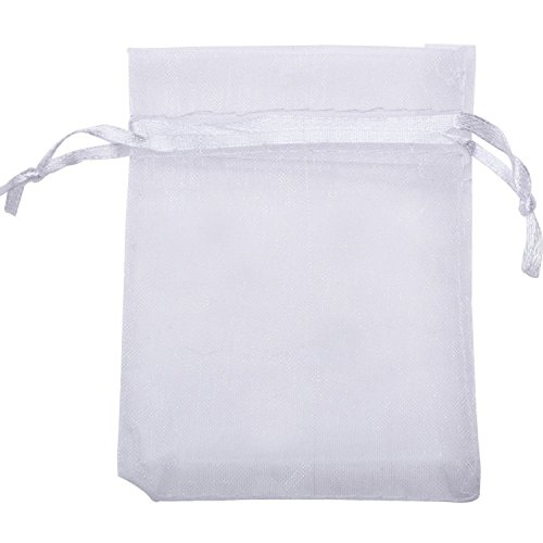 Mudder Bolsas de Organza de Joyas para Bodas, 100 Piezas (Blanco)