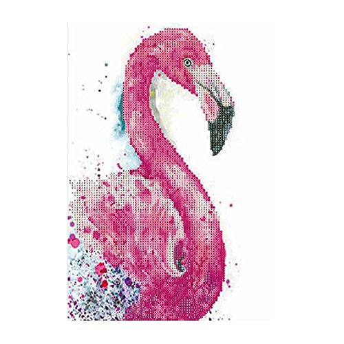 MXJSUA 5D Diamond Painting Kit by Numbers DIY Crystal Rhinestone Cross Stitch Embroidery Arts Craft Picture Supplies for Home Wall Decor,Pink Flamingo 12x16inches