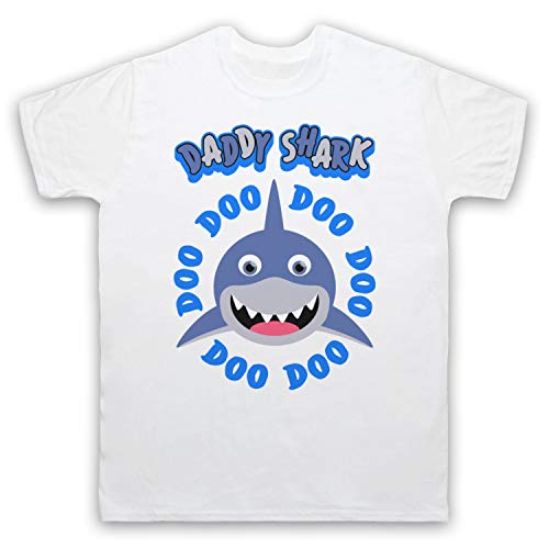 My Icon Art & Clothing Daddy Shark Doo Doo Doo Baby Shark Camiseta para Hombre, Blanco, Small
