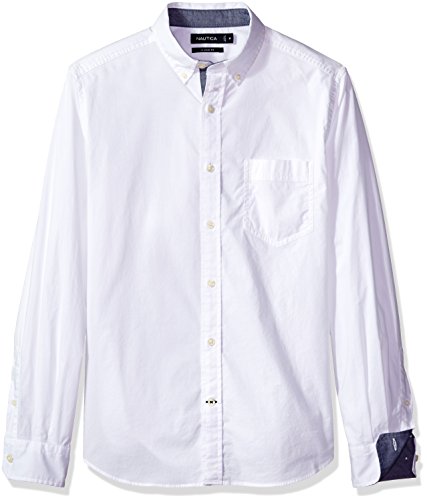 Nautica Men's Classic Fit Stretch Solid Long Sleeve Button Down Shirt, Bright White, XX-Large