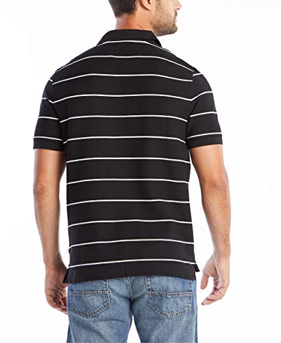 Nautica Men's Stripe Deck Anchor Polo, Black, Medium
