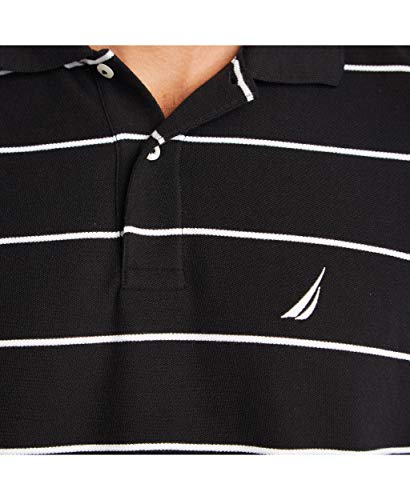 Nautica Men's Stripe Deck Anchor Polo, Black, Medium