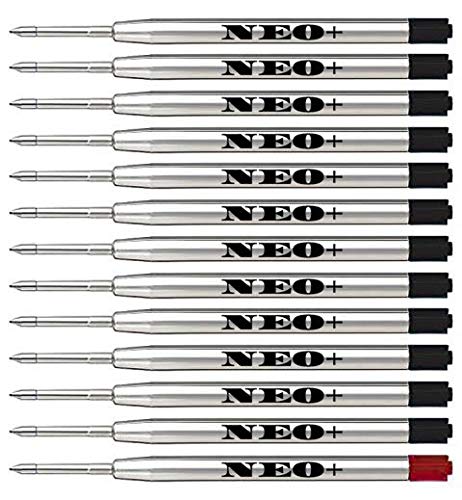 NEO+ - Recambios de bolígrafo calidad, en tinta negro mediana,12 piezas