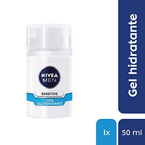NIVEA MEN Sensitive Cool Gel Hidratante, gel refrescante para piel sensible, hidratante facial para un afeitado sin irritaciones - 1 x 50 ml