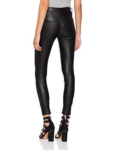 ONLY Onlanne K Mid Waist Coated Jeans Noos, Vaqueros skinny Mujer, Negro (Black Black), W29/L34 (Talla fabricante: M)