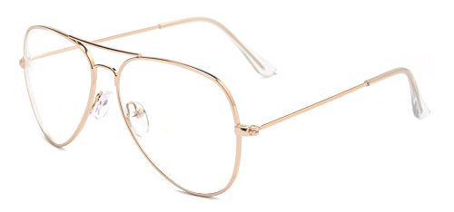 Outray Gafas clásicas de metal transparente con montura de lentes para mujeres/hombres Dorado dorado M