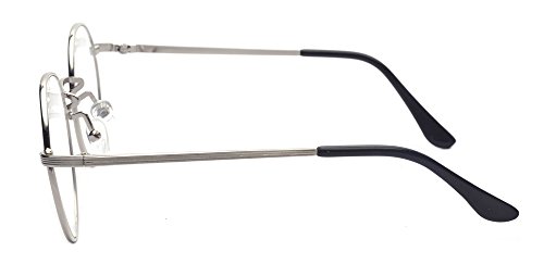 Outray Moda Vintage Pequeño Círculo Redondo Lente Clara Lentes Gafas Marco de Metal Unisex Gafas de Plata
