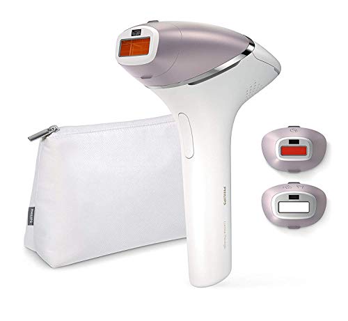 Philips Lumea Prestige BRI954/00 - Depiladora Luz Pulsada para la Depilación Permanente del Vello Visible en Casa con 3 Cabezales: Cuerpo, Cara y Zonas Precisión, Blanco y Rosa