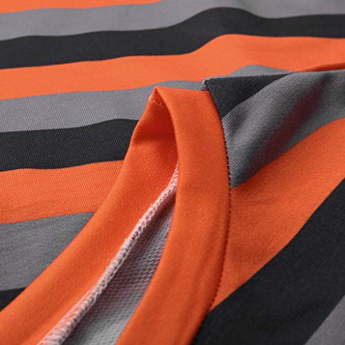 PKTOP - Blusa informal de manga larga para mujer, diseño de rayas finas
