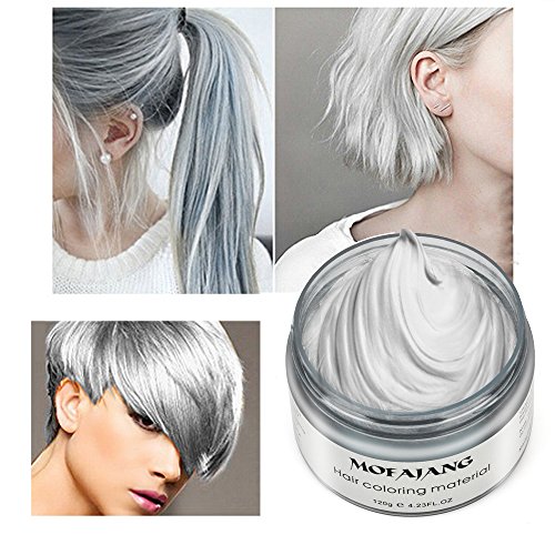 Plata coloreado pelo Cera peinado Crema Instant pelo Cera Cabello naturales gris plata color Wax Matte Cera 4,23 oz para hombres y mujeres para fiestas, Cosplay, Noche Club, Masquerade, halloween
