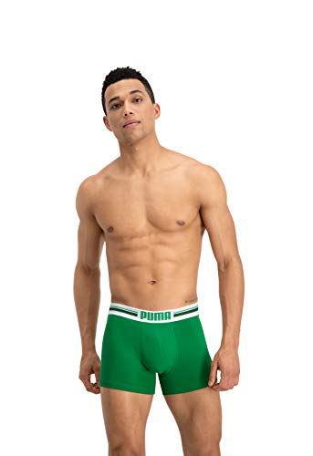 Puma Placed Logo - Pack de 2 bóxers para hombre, color verde/gris, talla S