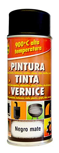 Pyro Feu 24950-6 Pintura Termica 900º C Negro Mate, Acero Inoxidable, 400 Ml