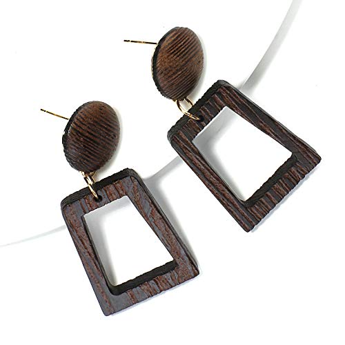 QYMX Pendiente Mujeres, Madera Natural Grabada a Mano Natural Etnia Africana Pendiente Llamativo Mujer Cuelga Joyería Clásica, Exquisita Y Simple para Mujer Regalo de Fiesta Navideña
