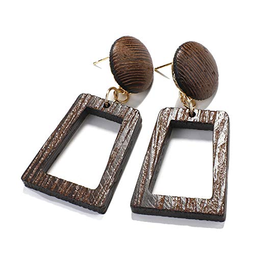 QYMX Pendiente Mujeres, Madera Natural Grabada a Mano Natural Etnia Africana Pendiente Llamativo Mujer Cuelga Joyería Clásica, Exquisita Y Simple para Mujer Regalo de Fiesta Navideña