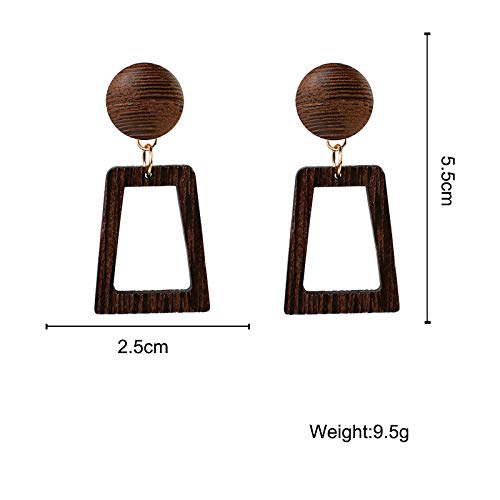 QYMX Pendiente Mujeres, Madera Natural Grabada a Mano Natural Etnia Africana Pendiente Llamativo Mujer Cuelga Joyería Clásica, Exquisita Y Simple para Mujer Regalo de Fiesta Navideña
