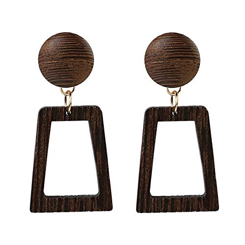 QYMX Pendiente Mujeres, Madera Natural Grabada a Mano Natural Etnia Africana Pendiente Llamativo Mujer Cuelga Joyería Clásica, Exquisita Y Simple para Mujer Regalo de Fiesta Navideña