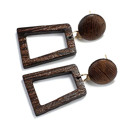 QYMX Pendiente Mujeres, Madera Natural Grabada a Mano Natural Etnia Africana Pendiente Llamativo Mujer Cuelga Joyería Clásica, Exquisita Y Simple para Mujer Regalo de Fiesta Navideña