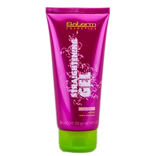 Salerm Straightening Champu 250ml + Gel Protección Térmica Antifrizz 200ml + Spray Facilita el Alisado con Plancha 250ml
