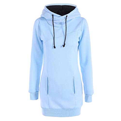 SHOBDW Mujer Liquidación Venta Sudadera con Capucha para de Color sólido Casual Fit Recta Invierno Manga Larga Tops Abrigos Chaqueta Sexy Vestidos Delgados (XXL, S-Azul Claro)