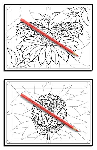 Stained Glass Flowers: An Adult Coloring Book with 50 Inspirational Flower Designs of Roses, Lilies, Tulips, Cherry Blossoms, and More!