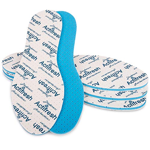 SULPO - 4 pares de plantillas antisudor Actifresh, plantillas antibacterianas para pies frescos, plantillas para zapatos de trabajo, anti-sudor, suelas, desinfección de zapatos