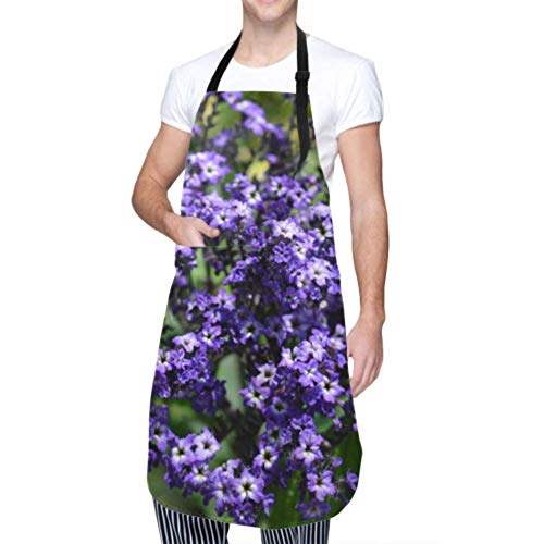 SUUJ Delantal Unisex, Impermeable Durable Ajustable Heliotropo Brotes Marinos Nombre Latino Heliotropio Delantales de Cocina Delantal de Arte para Lavar Platos Barbacoa Parrilla Restaurante Jardín