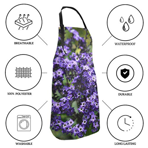 SUUJ Delantal Unisex, Impermeable Durable Ajustable Heliotropo Brotes Marinos Nombre Latino Heliotropio Delantales de Cocina Delantal de Arte para Lavar Platos Barbacoa Parrilla Restaurante Jardín