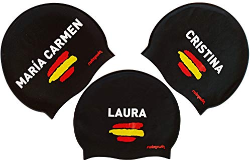Swimxwin Elena | Gorro de Silicona Personalizado con tu Nombre | España | Gorro de Natación| Alta Comodidad y aderencia | Diseño y Estilo Italiano