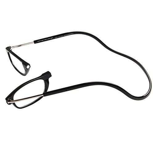 TBOC Pack: Gafas de Lectura Presbicia Vista Cansada – (Dos Unidades) Graduadas +1.00 Dioptrías Montura Azul y Negra Hombre Mujer Imantadas Plegables Lentes Aumento Leer Ver Cerca Cuello Imán