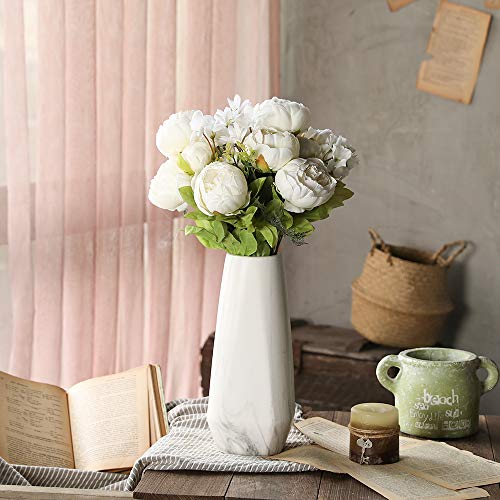 Tifuly 2 Piezas de Ramos de peonía Artificial, Ramo de Flores de imitación de peonías de Seda realistas para la decoración del Banquete de Boda en el hogar, arreglos Florales(Blanco Primavera)