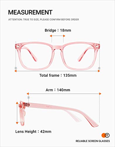TIJN - Gafas de pasta, con montura de forma cuadrada, con filtros bloqueadores de la luz azul de la pantalla del ordenador, anti-rayos azules