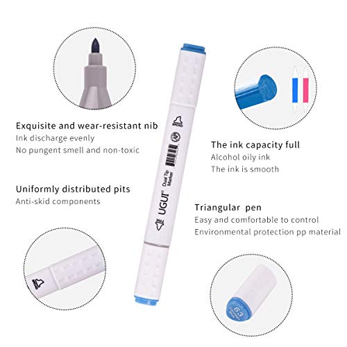 UGUI Marker Pen Set Dibujo Rotulador 80 Colors Marcadores Manga Creativos de Punta Doble ara Acuarela Graffiti para Principiantes Set