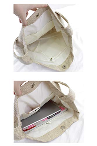 Ulisty Mujer Pana Moda Bolsa de Hombro Casual Bolso Bolsa de la Compra Albaricoque