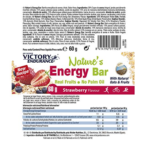 Weider Nature´s Energy Bar Fresa 60g. Barrita energética con un 41% Frutas y 64% de hidratos de carbono. Gran sabor y energía.