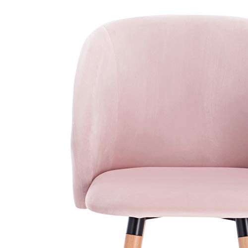 WOLTU 1x Sillas de Comedor Nordicas Estilo Vintage Dining Chairs Juego de 1 Sillas de Cocina Tulip Sillas Tapizadas en Terciopelo Silla de Conferencia Silla de Escritorio Rosa BH121rs-1