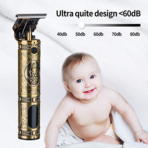 Xnuoyo Pantalla Digital Cortapelos USB Recargable Recortador de Barba Hombre Electrónico Cortar Pelo y Afeitadora para adultos y niños (Dorado)