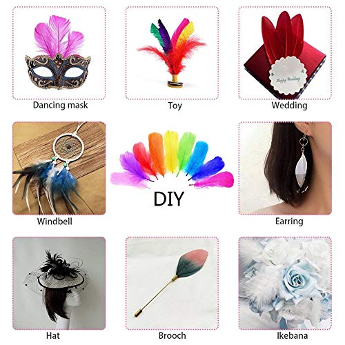 100 plumas de ganso SunEast, para bricolaje, atrapasueños, manualidades, bodas, fiestas, decoración del hogar, festivales, decoración para baby shower, 5 – 8 cm, color negro, gris, 15-20cm