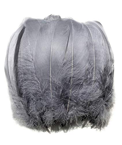 100 plumas de ganso SunEast, para bricolaje, atrapasueños, manualidades, bodas, fiestas, decoración del hogar, festivales, decoración para baby shower, 5 – 8 cm, color negro, gris, 15-20cm