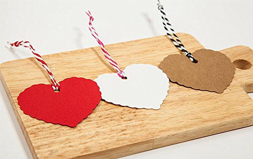 200 etiquetas de papel kraft con forma de corazón en tono melocotón, etiquetas de regalo con cordel de yute natural para Navidad, boda, Acción de Gracias, cumpleaños, día festivo, regalos